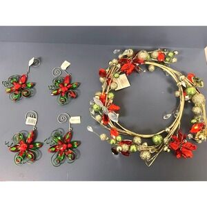 5 Pc Acrylic‎ Christmas Flower Candle Ring Wreaths Mission Gallery New 2012